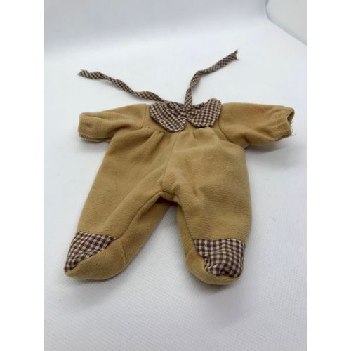 Grenouillère pyjama marron uni imprimé Vichy Lissi Dolls and Toys Hong Kong