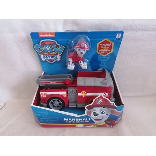 Paw Patrol LA Pat' Patrouille Voiture Fire Engine (Camion de Pompiers) + Figurine Marshall (Marcus) - Nickelodeon - Spin Master