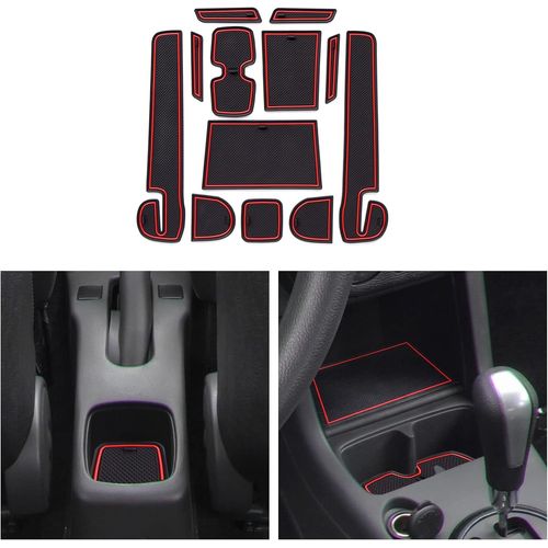 ¿Kit Tapis Anti-Poussière Suzuki Swift 2017-2023 - Caoutchouc Pour Porte-Gobelets/Accoudoir (Rouge)¿ [Voi6175183]