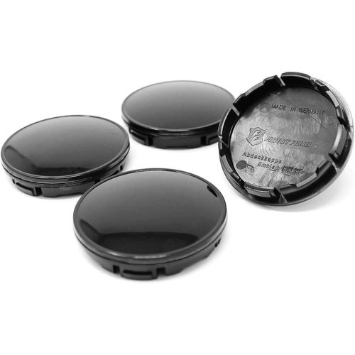 4x Cache-Moyeu 56 Ou 60 Mm Diamètre Plastique Abs Avec Capuchon En Aluminium Anodisé Pour Jantes Enjoliveurs Accessoires Pour Voitures (Noir, 56mm Ø)[Voi6172518]