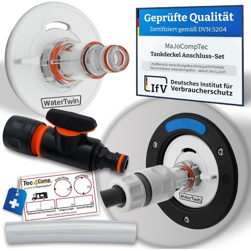 Waterwin Bouchon De Réservoir Avec Raccord D'eau | Adaptateur De Remplis Pour Bec De Remplis D'eau | Accessoires De Camping-Car Et Caravane (Version Pro + Filtre + Valve[Voi6173662]