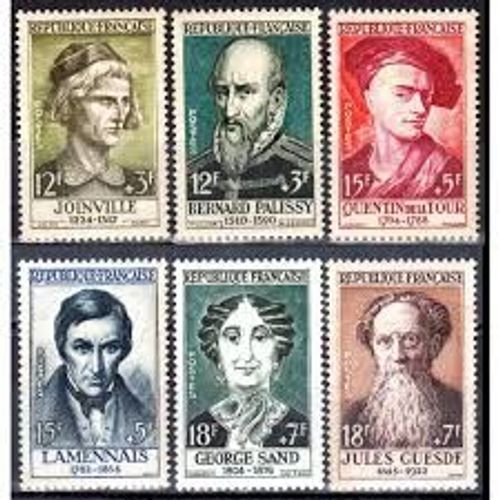 Jean De Joinville, Bernard Palissy, Quentin De La Cour, Lamennais, George Sand, Jules Guesde Série Complète Année 1957 N° 1108 1109 1110 1111 1112 1113 Yvert Et Tellier Luxe