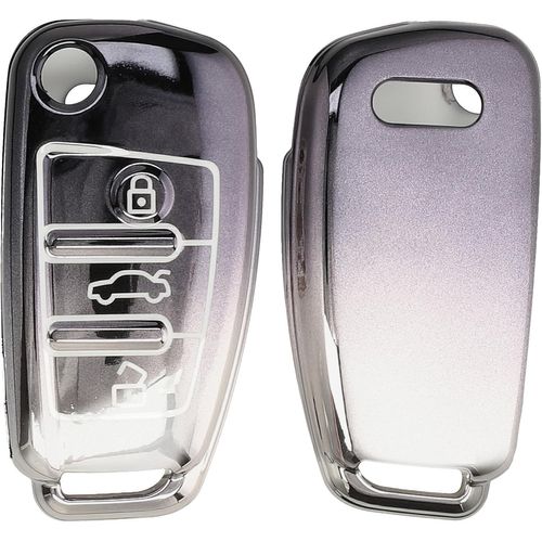 Boitier Clef Voiture Compatible Avec Audi Clé 3-Touches - Coque En Silicone De Clef De Voiture - Étui De Protection Gris Foncé-Argenté[Voi6173302]