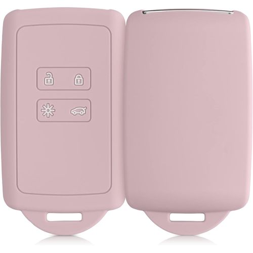 Accessoire Clé De Voiture Compatible Avec Renault Smart Key 4-Bouton (Keyless Go Uniquement) - Coque En Silicone Souple Avec Embout Porte-Clé - Rose Ancien Mat[Voi6170810]