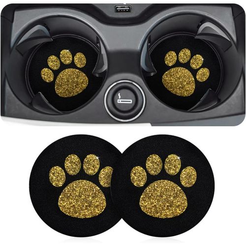 2 Pièces Sous Verre De Voiture, Sous-Verres D'insertion De Bling Véhicule, Bling Accessoire De Sous Verre Voiture, Universel Antidérapants Bling Silicone Sous-Verre De Véhicule (Or[Voi6171808]