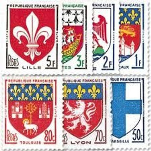 Armoiries De Villes (3) Série Complète Année 1958 N° 1180 1181 1182 1183 1184 1185 1186 Yvert Et Tellier Luxe