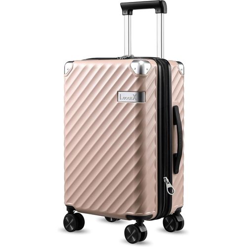 Valise à Main Rigide avec roulettes-Valise Rigide Extensible Polycarbonate-Valise de Voyage pour Voyager sans Stress (Rose)