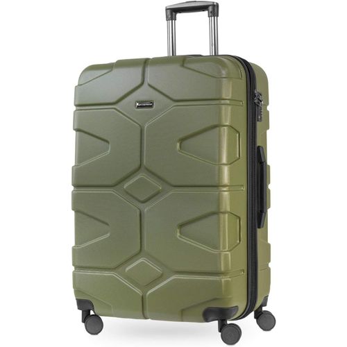 X-Kölln-Valise rigide grande Bagage Trolley 4 roues extensible,TSA,76 cm,120 litres,Vert olive