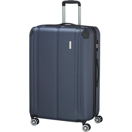 Valise 4 roulettes L avec Serrure TSA + pli d'extension,série de Bagages City : Trolley Robuste à Coque Dure avec Surface Anti-Rayures,77 cm,113 litres (Extensible à 124 L),Bleu