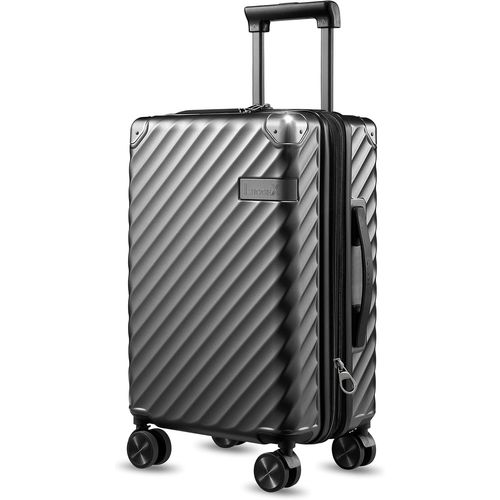 Valise Rigide avec roulettes Polycarbonate Extensible-Valise de Voyage pour Les Voyages sans Stress,Noir,55 * 35 * 23CM,Bagage à Main Noir avec capacité Extensible
