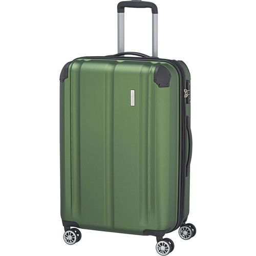Valise 4 roulettes M avec Serrure TSA + pli d'extension,série de Bagages City : Trolley Robuste à Coque Dure avec Surface Anti-Rayures,68 cm,78 litres (Extensible à 86 litres),Vert
