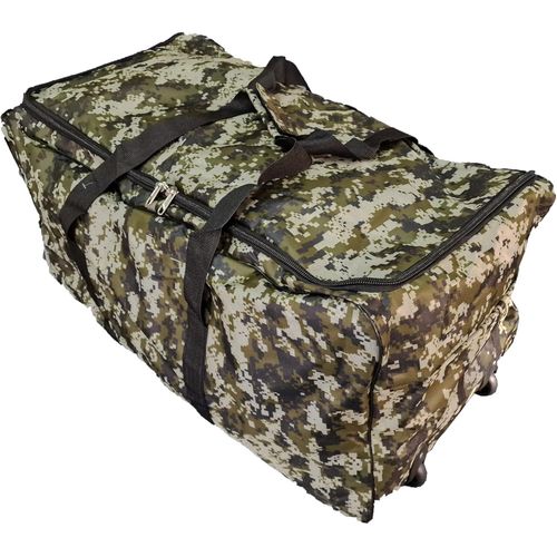 Grand sac de voyage avec roulettes Taille XXL 140 l,Camouflage vert,140L,Valise souple pliable de 140 L avec 2 roulettes