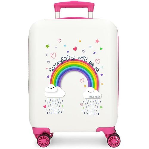 Everything is Ok Valise de Cabine Blanche 33 x 50 x 20 cm Rigide ABS Fermeture à Combinaison latérale 28,4 l 2 kg 4 Roues Doubles Bagage Main,Blanc,33x50x20 cms,Valise de Cabine