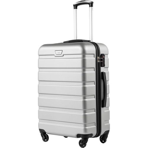 Valise rigide à roulettes avec serrure TSA et 4 roulettes,Argent clair.,Mittelgroßer Koffer,Sac de voyage d'affaires tendance