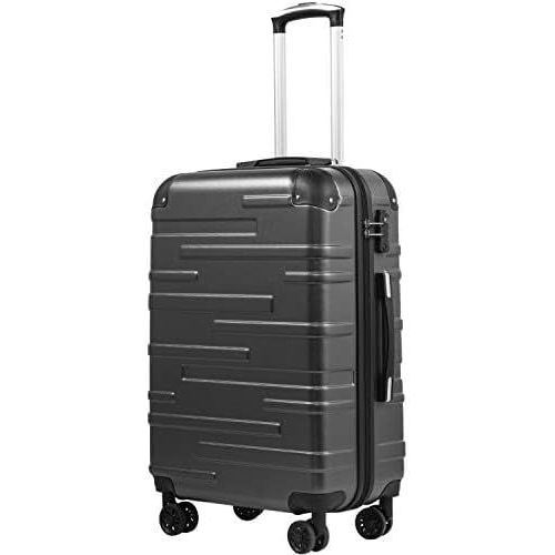 Valise Moyenne idéale 67x46x26 cm Valise ABS avec 4 roulettes Pivotantes 360° Cadenas TSA Poignée télescopique (Gris,67cm)