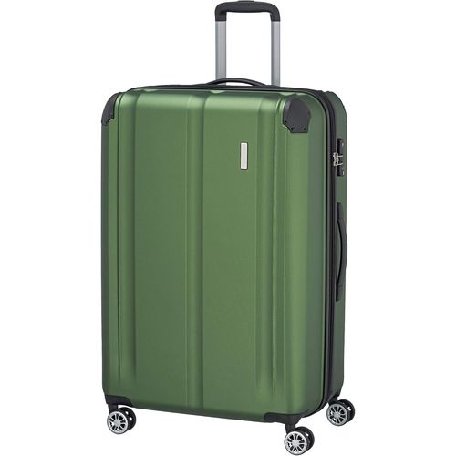 Valise 4 roulettes L avec Serrure TSA + pli d'extension,série de Bagages City : Trolley Robuste à Coque Dure avec Surface Anti-Rayures,77 cm,113 litres (Extensible à 124 L),Vert