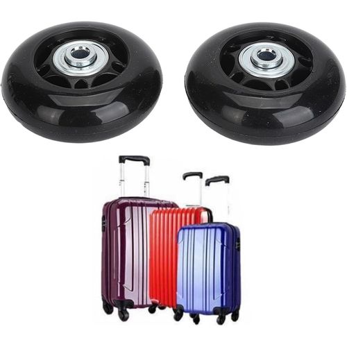 2 Pièces 64 x 24mm Roues de Rechange pour Bagages avec Outil D'installation,Roulettes Pivotantes en Caoutchouc pour Valise à Bagages