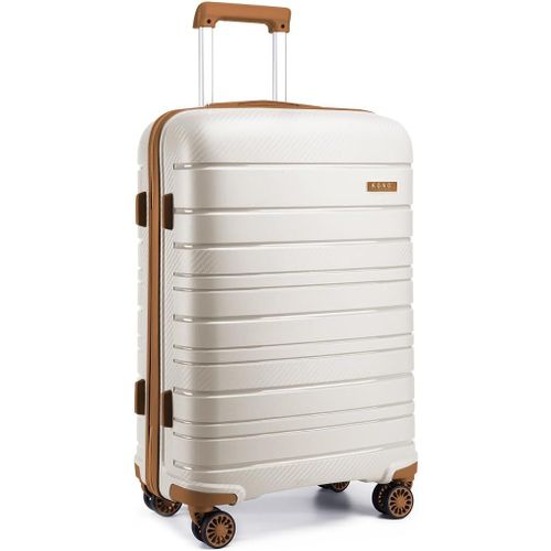 Valise légère à Coque Rigide pour Voyage,Crème,Blanc,Medium 24 inch,Valise Rigide Moyenne