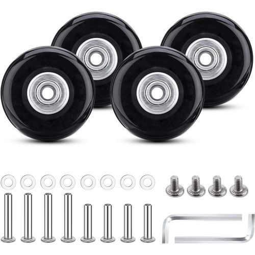 4 Pièces Roues Valise,50mm x 18mm Roue Valise Universelle,Roulettes de Rechange,Roulette Remplacement,pour Bagages,Chariot à Main,Poussette,Caoutchouc