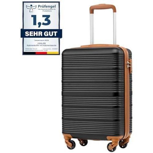 Valise Cabine Ryanair Rigide Bagage Cabine 55x35x20 Valises Leger a 4 Roues,Serrure TSA,en ABS Rigide Valise (Marron Noir,55×35×20)