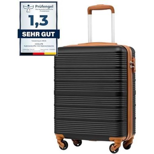 Valise Cabine easyJet Rigide Bagage Cabine 55x40x20 Valises Leger a 4 Roues,Serrure TSA,en ABS Rigide Valise (Marron Noir,55×40×20)