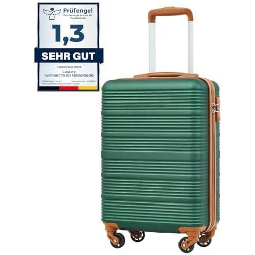 Valise Cabine Ryanair Rigide Bagage Cabine 55x35x20 Valises Leger a 4 Roues,Serrure TSA,en ABS Rigide Valise (Vert Foncé,55×35×20)