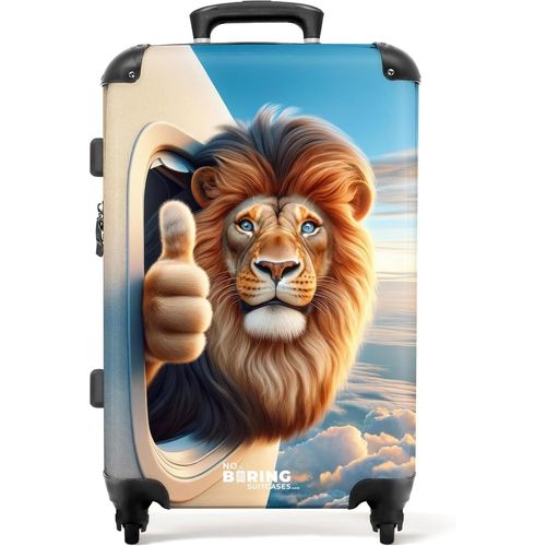 Valise Enfant,Grande Valise,Valise Enfant Garcon,Valise Enfant Roulette,Serrure TSA,Valise 23kg,Valise Garcon,Valise Grande Taille (67cm-72L),(Lion-Doré-Marron)