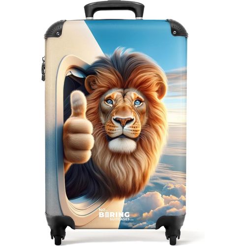 Valise Enfant,Valise Cabine,Valise Enfant Garcon,Bagages Enfant,Valise Enfant Roulette,Valise pour Enfant,Valise Garcon,Valise Cabine 55x35x25cm (Lion-Doré-Marron)