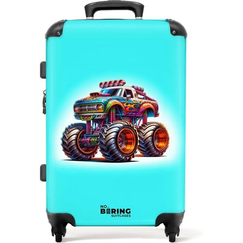 Valise Enfant Valise pour Enfants Valise de Voyage Bagages Enfant à 4 roulettes,Serrure TSA (Illustration d'un Monster Truck),(Taille Moyenne 67x43x25 cm)