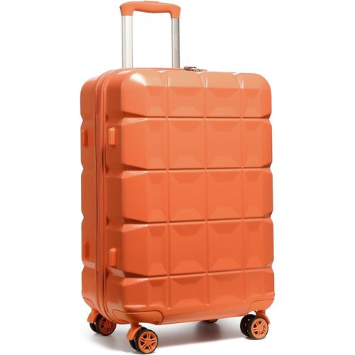 Valise Moyenne Rigide ABS Valise de Voyage a roulettes Ultra Léger Valises Soute 62cm avec Serrure TSA,Orange