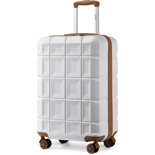 Valise Cabine Rigide ABS Bagages a Cabine avec 4 roulettes Valise de Voyage 34L avec Serrure TSA 54x34x22cm Valises,Blanc