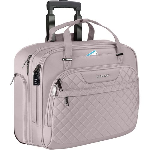 Sacoche à roulettes pour Ordinateur Portable pour Femmes avec Roues,Mallettes à roulettes 15,6 Pouces Imperméable Trolley avec Poches RFID,Rose