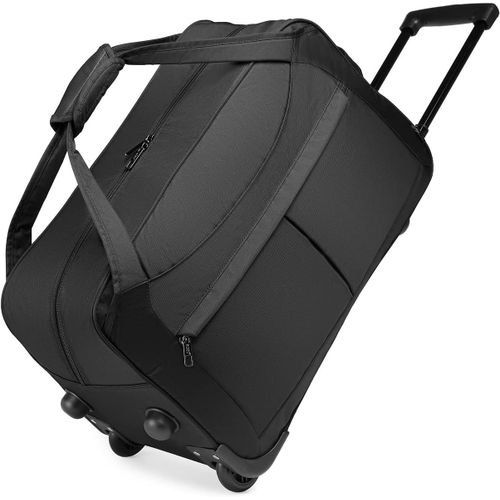 Sac de Voyage à roulettes 55L Pliable Valise Souple Trolley à roulettes 56x30x33cm,Noir