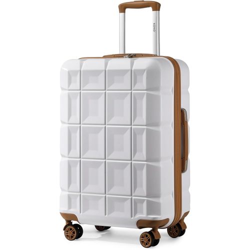 Valise Moyenne Rigide ABS Valise de Voyage a roulettes Ultra Léger Valises Soute 62cm avec Serrure TSA,Blanc