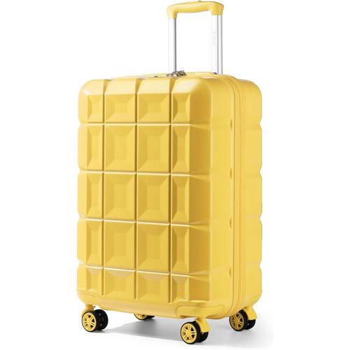 Valise Cabine Rigide ABS Bagages a Cabine avec 4 roulettes Valise de Voyage 34L avec Serrure TSA 54x34x22cm Valises,Jaune