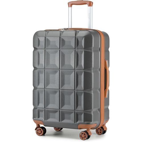 Valise Moyenne Rigide ABS Valise de Voyage a roulettes Ultra Léger Valises Soute 62cm avec Serrure TSA,Gris