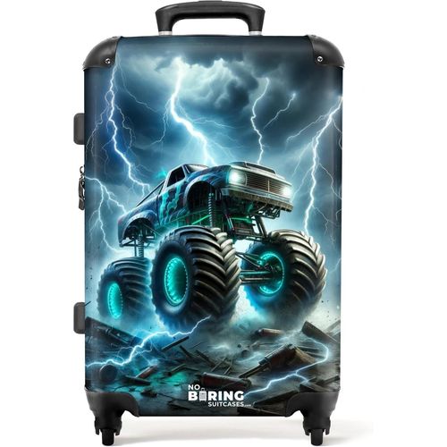 Valise Enfant,Grande Valise,Valise Enfant Garcon,Valise Enfant Roulette,Serrure TSA,Valise 23kg,Valises,Valise Grande Taille (67cm-72L),(Camion Monstre-Bleu foncé)