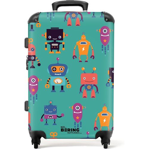 Valise Enfant,Grande Valise,Valise Enfant Garcon,Valise Enfant Roulette,Serrure TSA,Valise 23kg,Valise Garcon,Valise Grande Taille (67cm-72L),(Motif de Robots-Vert)
