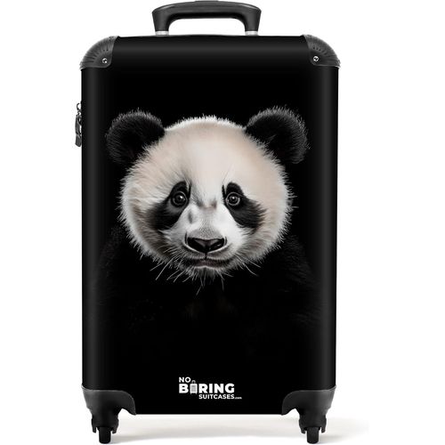 Valise Cabine Rigide 55x35x25cm-Bagages Voyage,Trolley Roulette Pas Cher (Panda-Blanc et Noir)