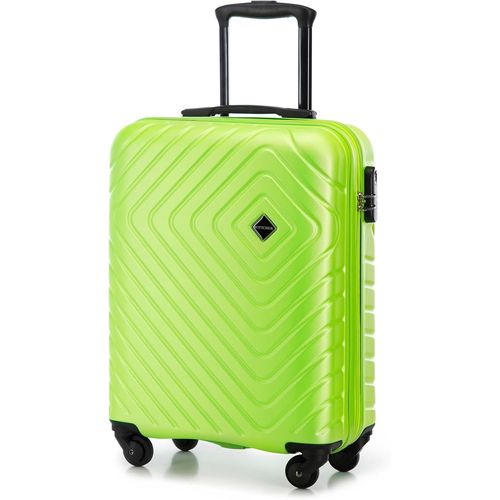 Valise Cabine Bagages Cabine Valise de Voyage Bagage à Main Valise Rigide en ABS avec 4 roulettes Pivotantes Serrure à Combinaison Poignée Télescopique Cube Line Taille M Citron Vert