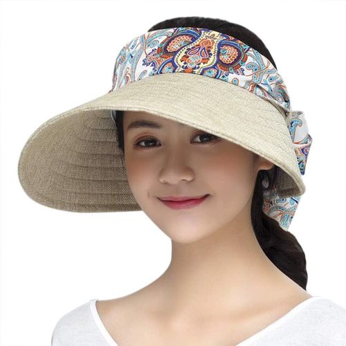 Casquette Visière Sports Femme Été Visière De Soleil Imprimé Chic Casquette Bord Large Haut Vide Anti-Uv Protection Solaire Chapeau De Soleil Réglable Pour Voyage Camping Randonnée Cyclisme.[P247]
