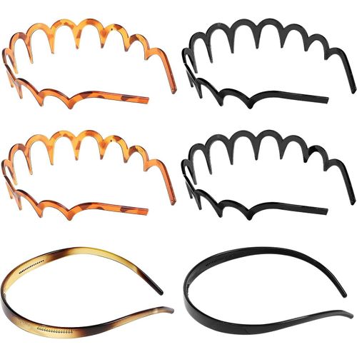 Lot De 6 Serre-Têtes Flexibles Sans Pression-En Plastique Ondulé-Pour Le Sport,Le Fitness,Le Quotidien-Pour Femme Et Fille