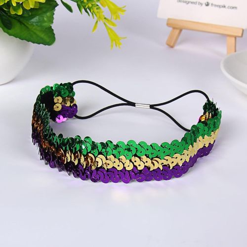 Lot De 5 Bandeaux À Paillettes,Élastiques,Brillants,À Paillettes,Pour Femmes Et Filles,Pour Femmes,Adolescentes,Sport,Danse,Fête,Équipes-Doré,Vert,Violet