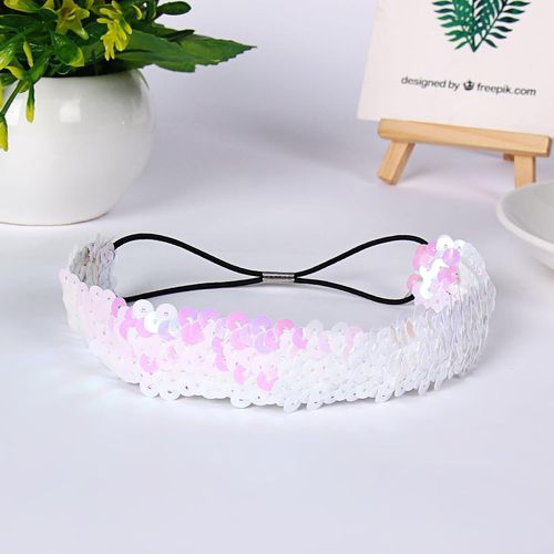 Lot De 5 Bandeaux À Paillettes,Élastiques,Brillants,Pour Femmes Et Filles,Pour Femmes,Adolescentes,Sport,Danse,Fête,Équipes-Blanc