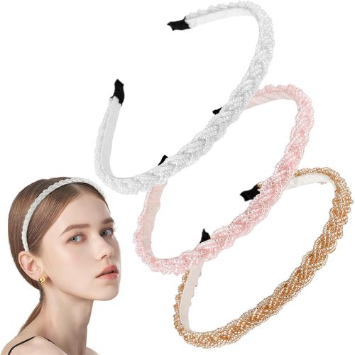 3 Pièces Serre Tete Femme,Mode Serre Tête Femme,Cristaux Bandeau Fille,Multicolores Serre Tete Perle,Pour Mariage Fête D'anniversaire Saint Valentin,Pour La Décoration De Diadème Mariée