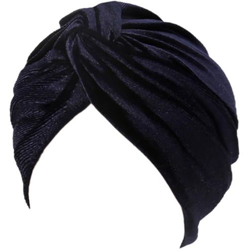 1 Bonnet Turban En Velours Stretch Pour Femme-Bonnet Turban Doux Et Chaud-Bijou De Tête-Bleu Marine.[P154]