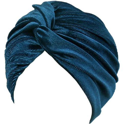 1 Bonnet Turban En Velours Stretch Pour Femme-Bonnet Turban Doux Et Chaud-Bijou De Tête-Bleu Marine.[P158]