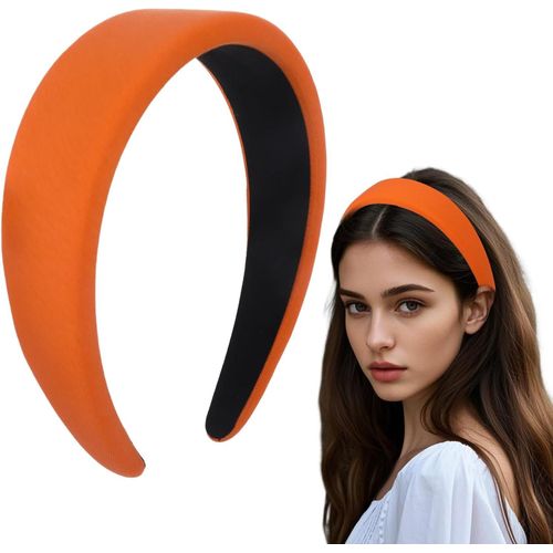 Serre-Tête De 4 Cm Pour Femme-Orange-Magnifique,Avec Tissu Rembourré-Style Hippie-Large Bandeau Rembourré-Accessoire Basique Pour Toutes Les Occasions-Pour Femme Et Fille