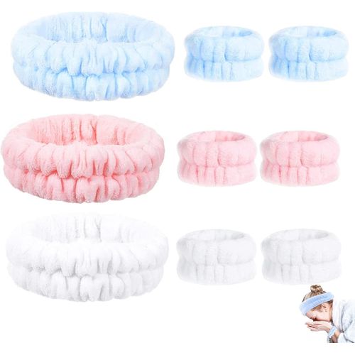 9 P Bandeau Maquillage-Bandeau Soin Visage Facial Spanettoyant Pour Les Poignets De Beauté Maquillage Douche Pour Spa,Yoga,Douche,Pour Les Soins Du Visage