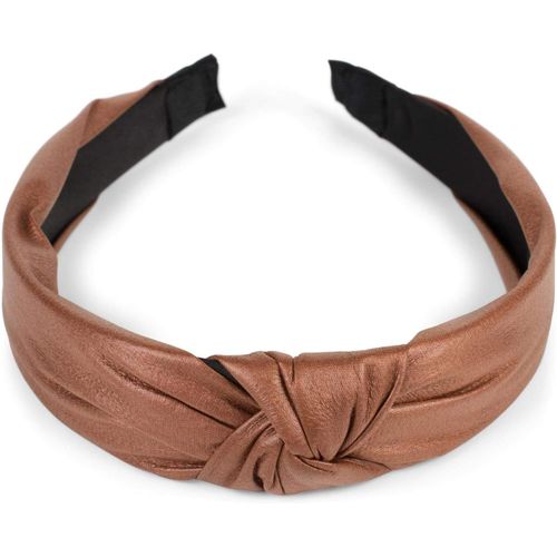 Serre-Tête Pour Femmes Avec Noeud Aspect Similicuir,Bandeau De Style Rétro,Bandeau 04026046,Couleur:Cognac